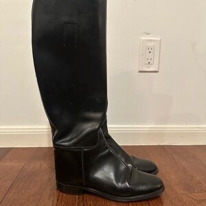 Vintage Marlborough Equestrian /Riding Tall Black Leather Boots, Size 8.5